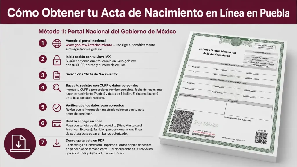 Cómo Obtener tu Acta de Nacimiento en Línea en Puebla