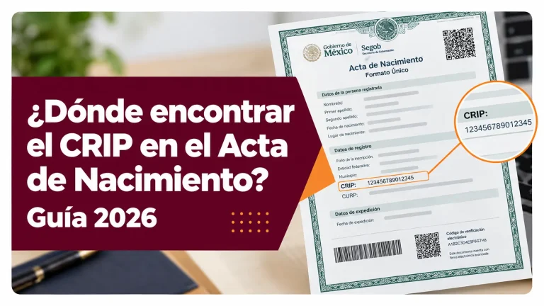 Ubicación en el Formato Digital: Si tienes un acta de nacimiento digital, el CRIP aparece en la parte superior del documento, cerca del código QR que permite verificar la autenticidad del acta.