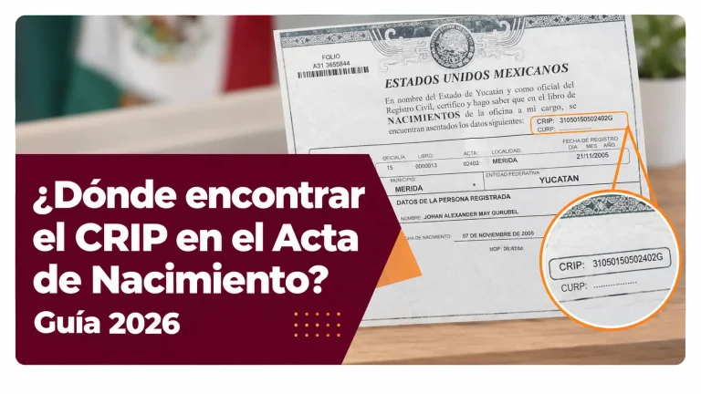 Ubicación en el Formato Físico (Papel): Si tienes una versión en papel de tu acta de nacimiento, encontrarás el CRIP en la parte superior del documento, generalmente impreso debajo del código de barras y encima del sello digital.